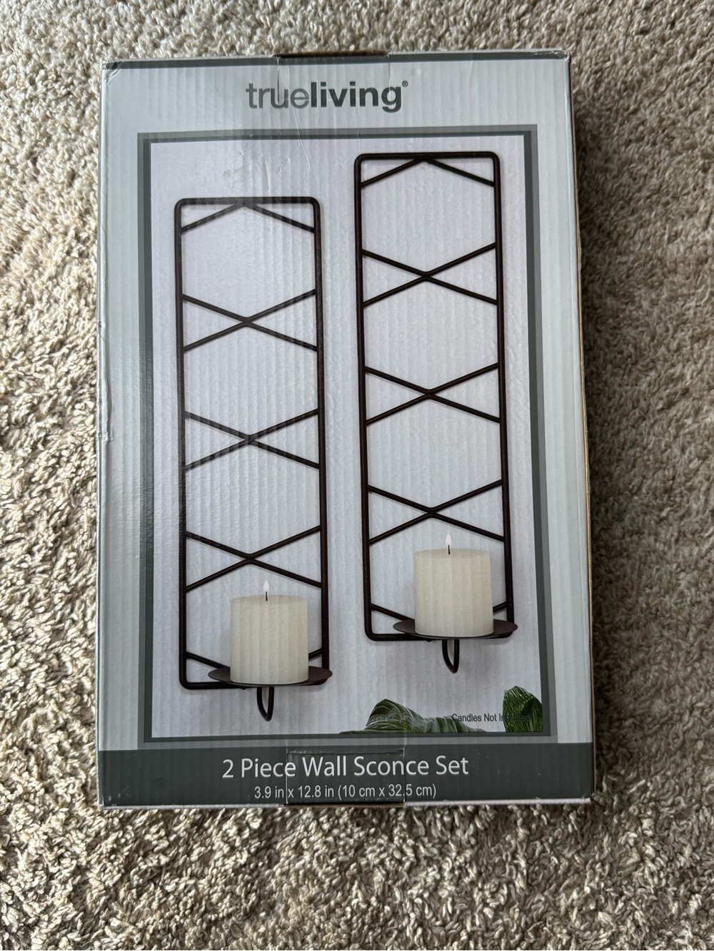 Trueliving 2 Piece Wall Sconce Set Black Metal Candle Holders NWT